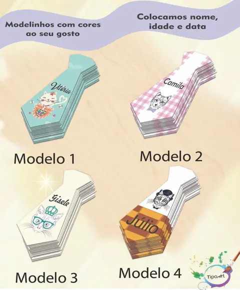 Adesivo(formato Gravata)-gatinho
