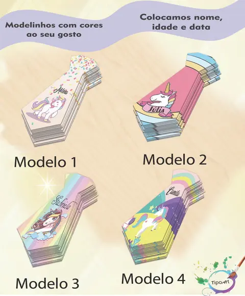 Adesivo(formato Gravata)-unicórnio