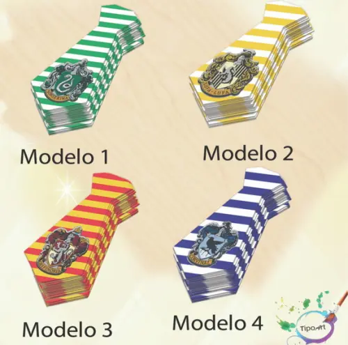 Adesivo(formato Gravatinha)-brasões Hogwarts