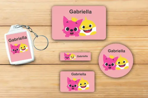 Adesivos Escolar + Chaveiro Acrilico-baby Shark Mod 3