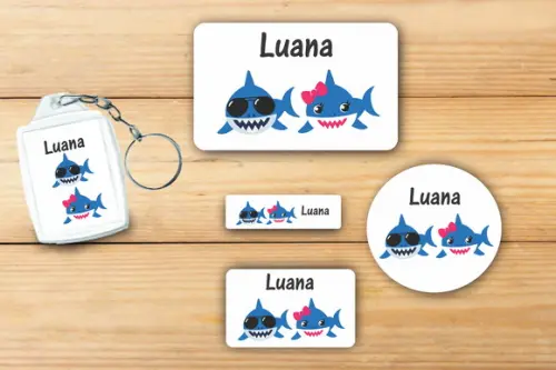 Adesivos Escolar + Chaveiro Acrilico-baby Shark Mod 4