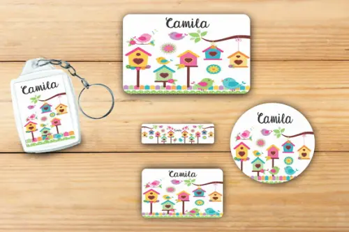 Adesivos Escolar + Chaveiro Acrilico-jardim Encantado Mod 1