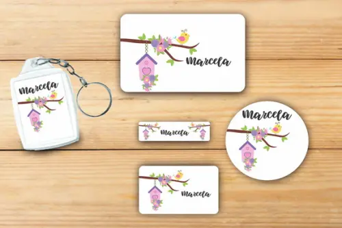 Adesivos Escolar + Chaveiro Acrilico-jardim Encantado Mod 2