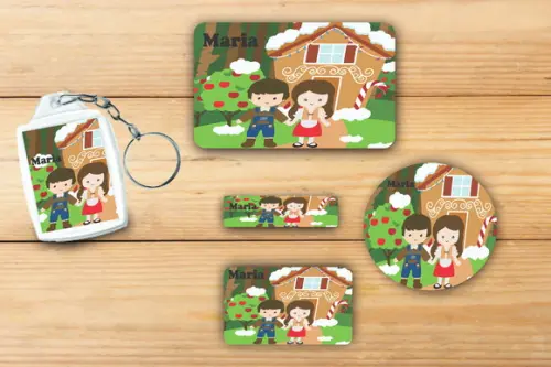 Adesivos Escolar + Chaveiro Acrilico-joão e Maria-mod 2