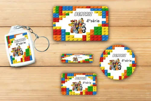 Adesivos Escolar + Chaveiro Acrilico-lego -mod 4