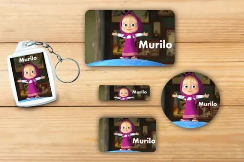 Adesivos Escolar + Chaveiro Acrilico-masha Mod 4