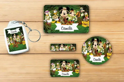 Adesivos Escolar + Chaveiro Acrilico-mickey Safari Mod 1