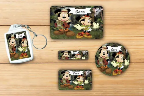 Adesivos Escolar + Chaveiro Acrilico-mickey Safari Mod 4