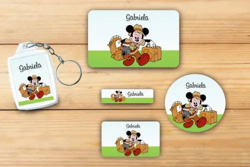 Adesivos Escolar + Chaveiro Acrilico-mickey Safari Mod 2