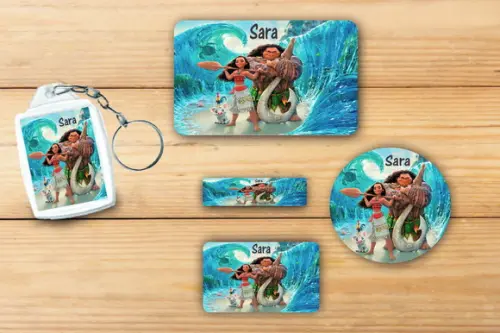 Adesivos Escolar + Chaveiro Acrilico-moana e Mauí-mod 4