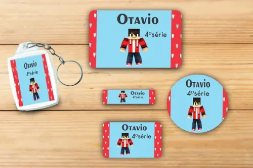 Adesivos Escolar + Chaveiro Acrilico-minecraft -mod 2