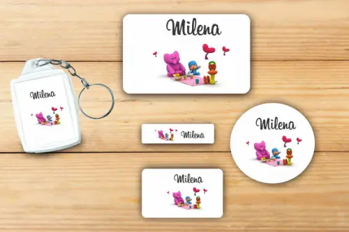 Adesivos Escolar + Chaveiro Acrilico-pocoyo Mod 1