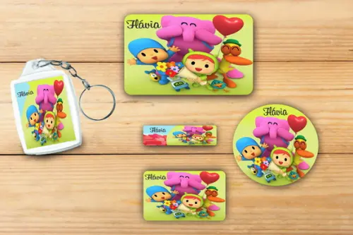 Adesivos Escolar + Chaveiro Acrilico-pocoyo Mod 2