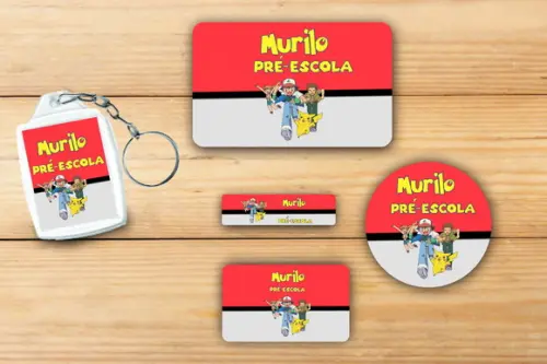 Adesivos Escolar + Chaveiro Acrilico-pokemon Mod 1