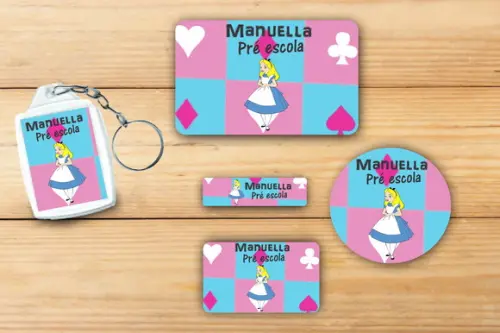 Adesivos Escolar+ Chaveiro Acrilico -alice-mod 3