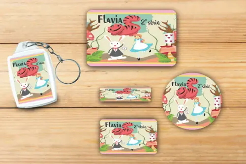 Adesivos Escolar+ Chaveiro Acrilico -alice-mod 2