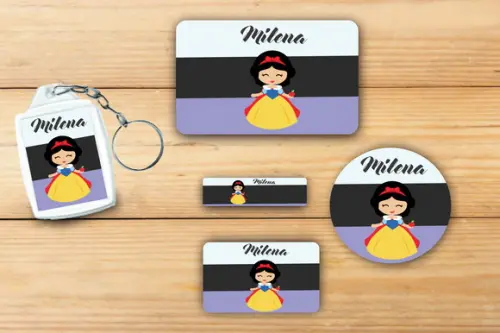 Adesivos Escolar+ Chaveiro Acrilico -branca de Neve-mod 1