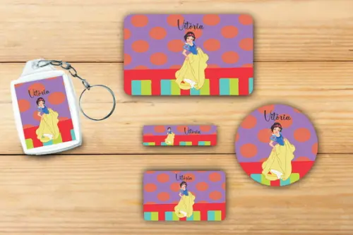 Adesivos Escolar+ Chaveiro Acrilico -branca de Neve-mod 3