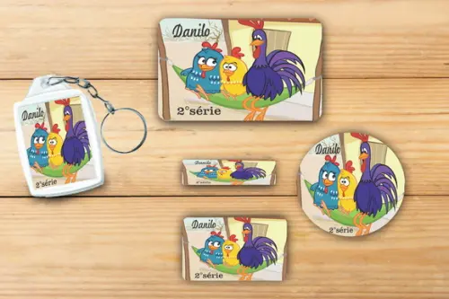 Adesivos Escolar+ Chaveiro Acrilico -galinha Pintadinha-mod1