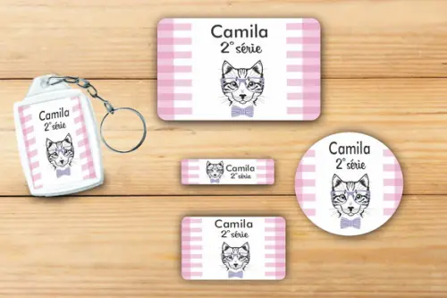 Adesivos Escolar+ Chaveiro Acrilico -gatinho-mod 2