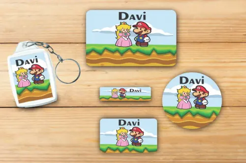 Adesivos Escolar+ Chaveiro Acrilico -mario Bros-mod 3