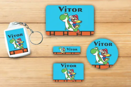 Adesivos Escolar+ Chaveiro Acrilico -mario Bros-mod 2