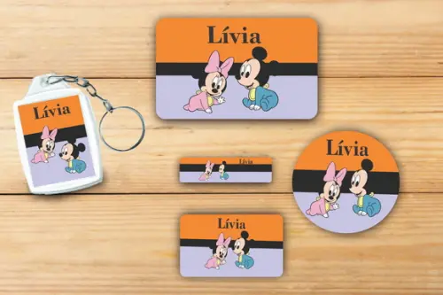 Adesivos Escolar+ Chaveiro Acrilico -mickey Baby-mod 1