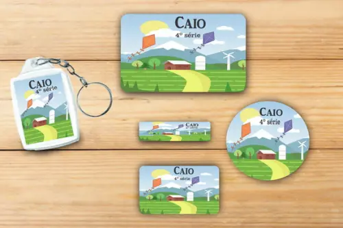 Adesivos Escolar+ Chaveiro Acrilico -pipa e Catavento-mod 2