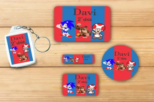 Adesivos Escolar+ Chaveiro Acrilico -sonic-mod 2