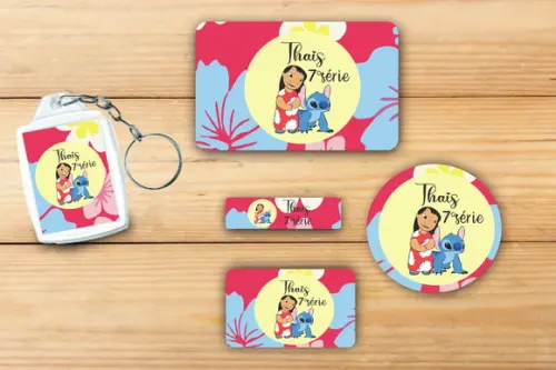 Adesivos Escolar+ Chaveiro Acrilico -stitch e Lilo-mod 2