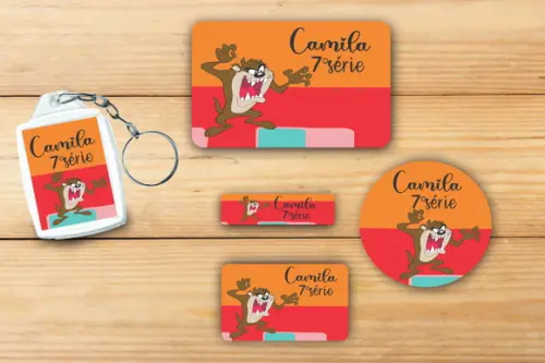 Adesivos Escolar+ Chaveiro Acrilico -taz Mania-mod 1