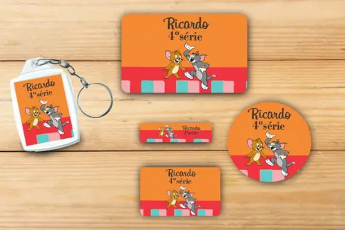 Adesivos Escolar+ Chaveiro Acrilico -tom e Jerry-mod 1