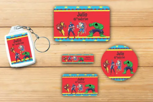 Adesivos Escolar+ Chaveiro Acrilico -vingadores-mod 2