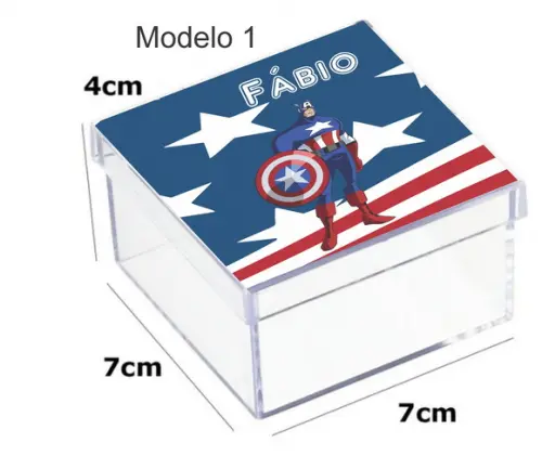 Caixa Acrilica 7x7x4- Capitão America