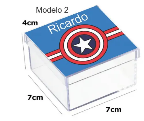 Caixa Acrilica 7x7x4- Capitão America