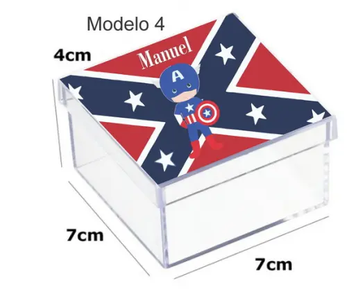 Caixa Acrilica 7x7x4- Capitão America