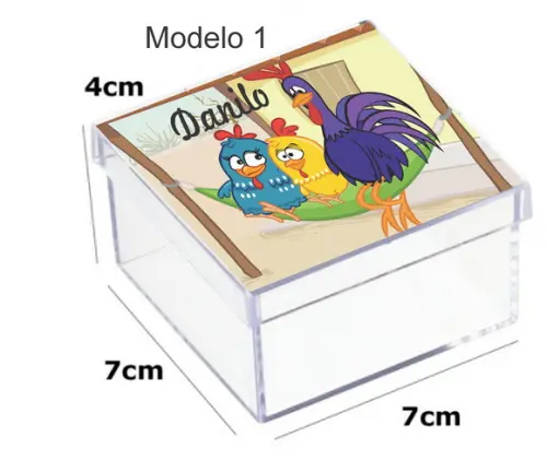 Caixa Acrilica 7x7x4- Galinha Pintadinha