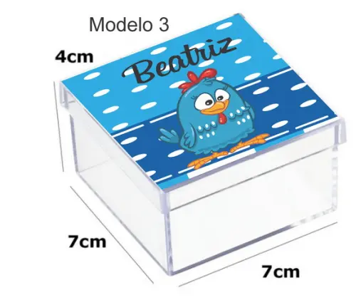 Caixa Acrilica 7x7x4- Galinha Pintadinha