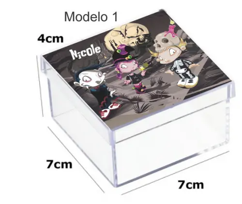 Caixa Acrilica 7x7x4- Halloween#1
