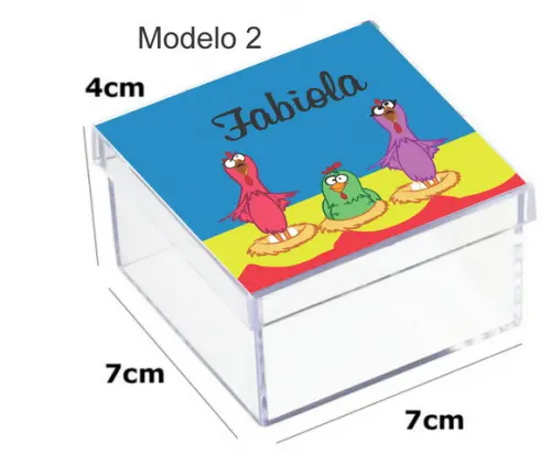 Caixa Acrilica 7x7x4- Galinha Pintadinha