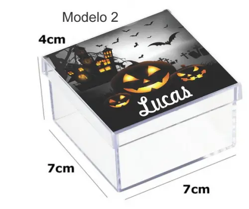 Caixa Acrilica 7x7x4- Halloween#1