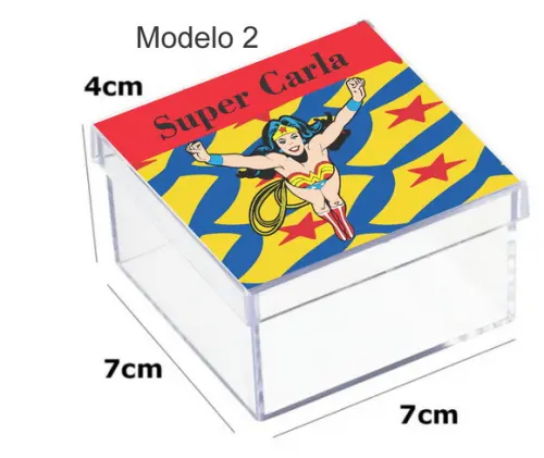Caixa Acrilica 7x7x4- Mulher Maravilha