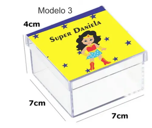 Caixa Acrilica 7x7x4- Mulher Maravilha