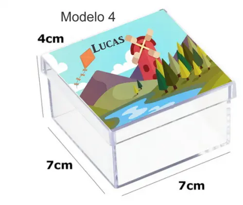 Caixa Acrilica 7x7x4- Pipa e Catavento