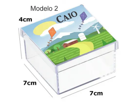 Caixa Acrilica 7x7x4- Pipa e Catavento