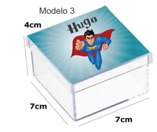 Caixa Acrilica 7x7x4- Super Heroi