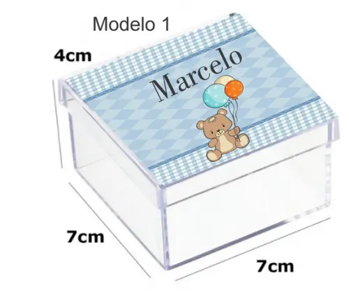 Caixa Acrilica 7x7x4- Ursinho