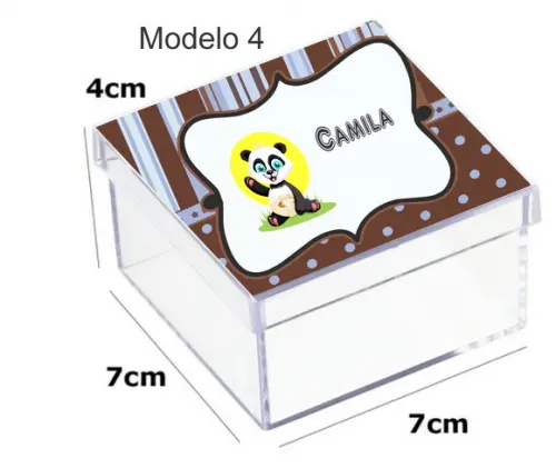 Caixa Acrilica 7x7x4- Ursinho