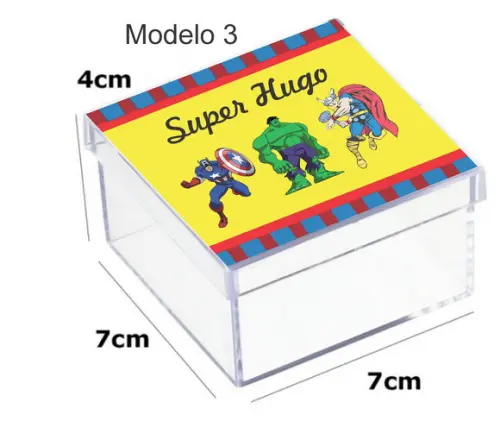 Caixa Acrilica 7x7x4- Vingadores