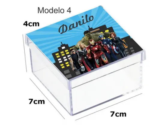 Caixa Acrilica 7x7x4- Vingadores